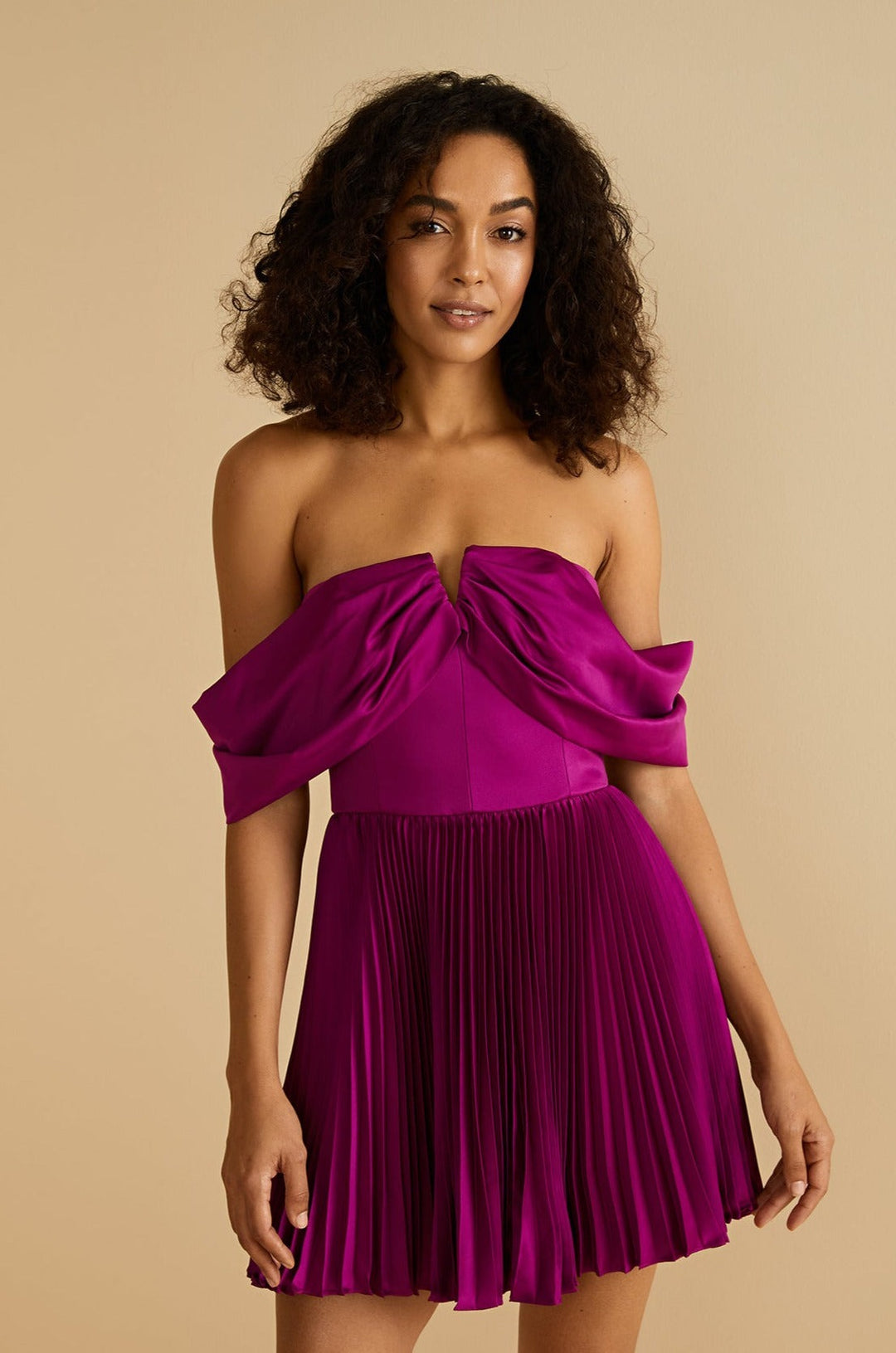 Tilly Off the Shoulder Dress in Purple Sangria
