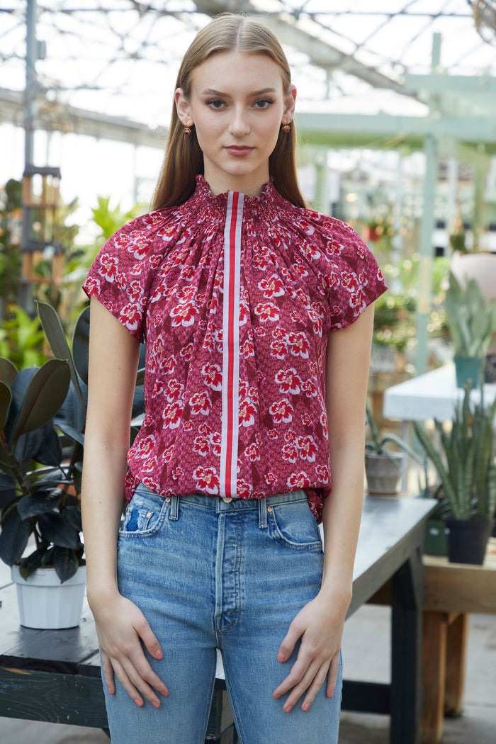 Brooklyn Blouse in Hibiscus Positano Floral
